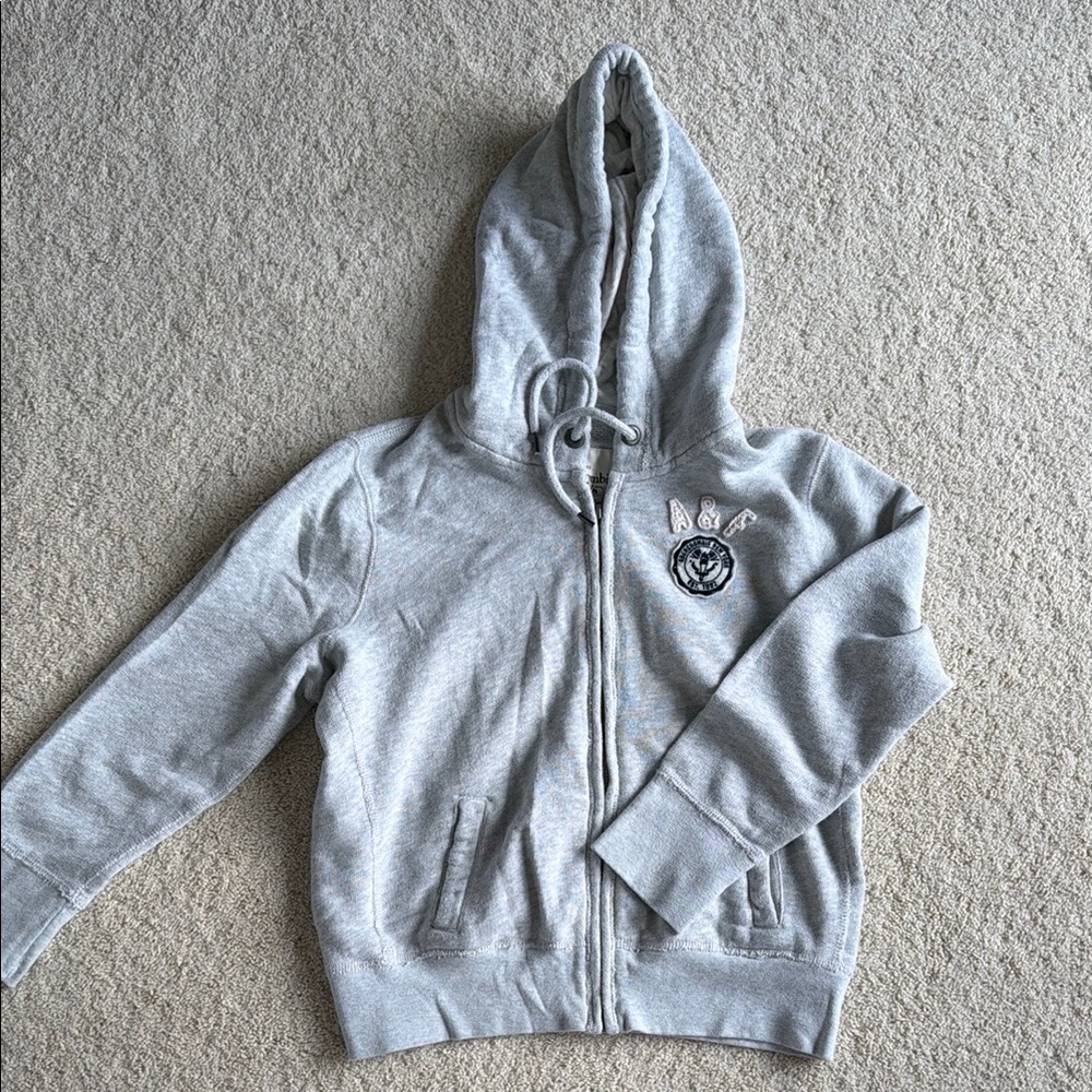 Abercrombie Kids Gray Zip-Up Hooded Sweatshirt